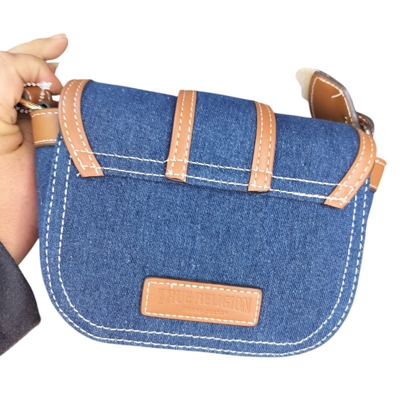 True religion dark denim crossbody purse - Picture 2 of 7